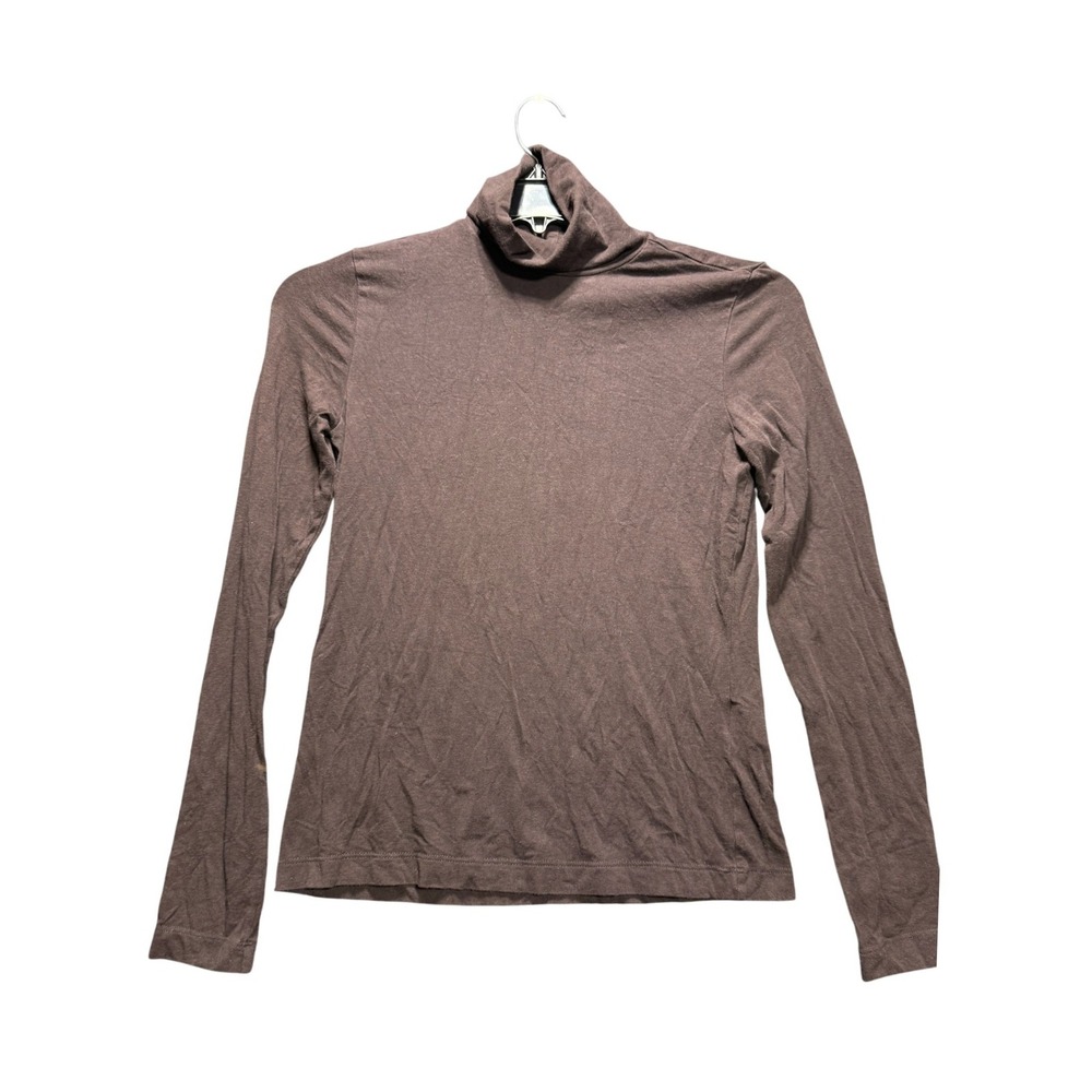 Banana Republic Turtleneck Top Women XS Dark Brown Coffee Long Sleeve Tee